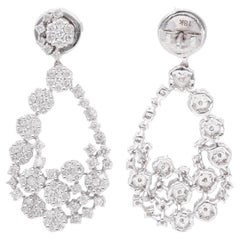 Orecchini pendenti con diamanti da 2,35 carati SI Clarity HI Color Oro bianco 14 carati