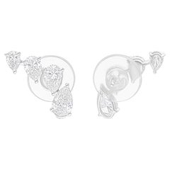 2.30 Carat SI/H Pear Brilliant Cut Diamond Earrings 18 Karat White Gold Jewelry