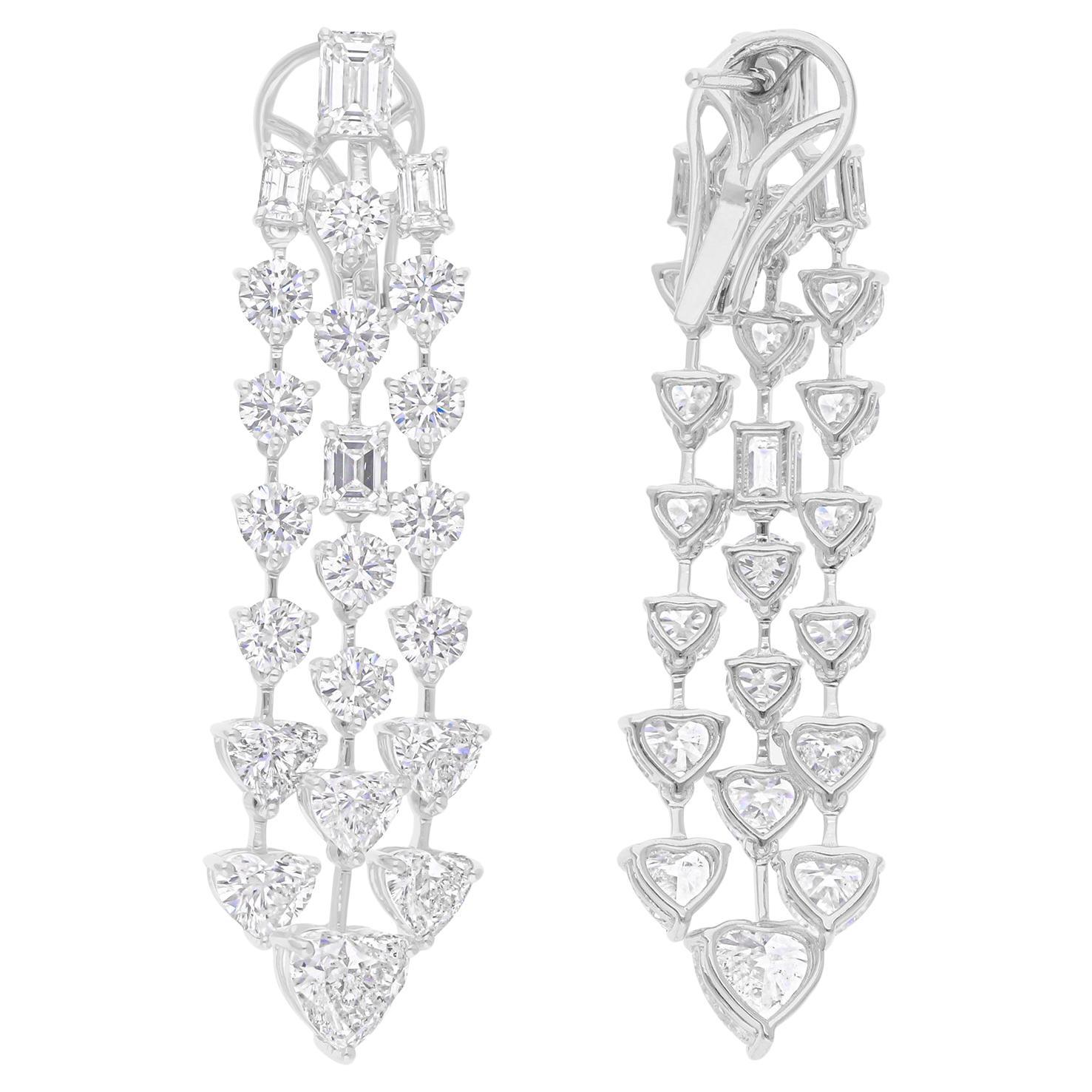 Pendientes araña de diamantes multiforma SI/H de 10,89 quilates y oro blanco de 18 quilates