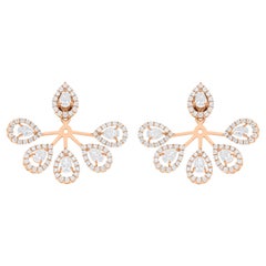 Natürliche 5,10 Karat SI/H Birnenförmige runde Diamant-Ohrringe 18 Karat Roségold Schmuckschmuck