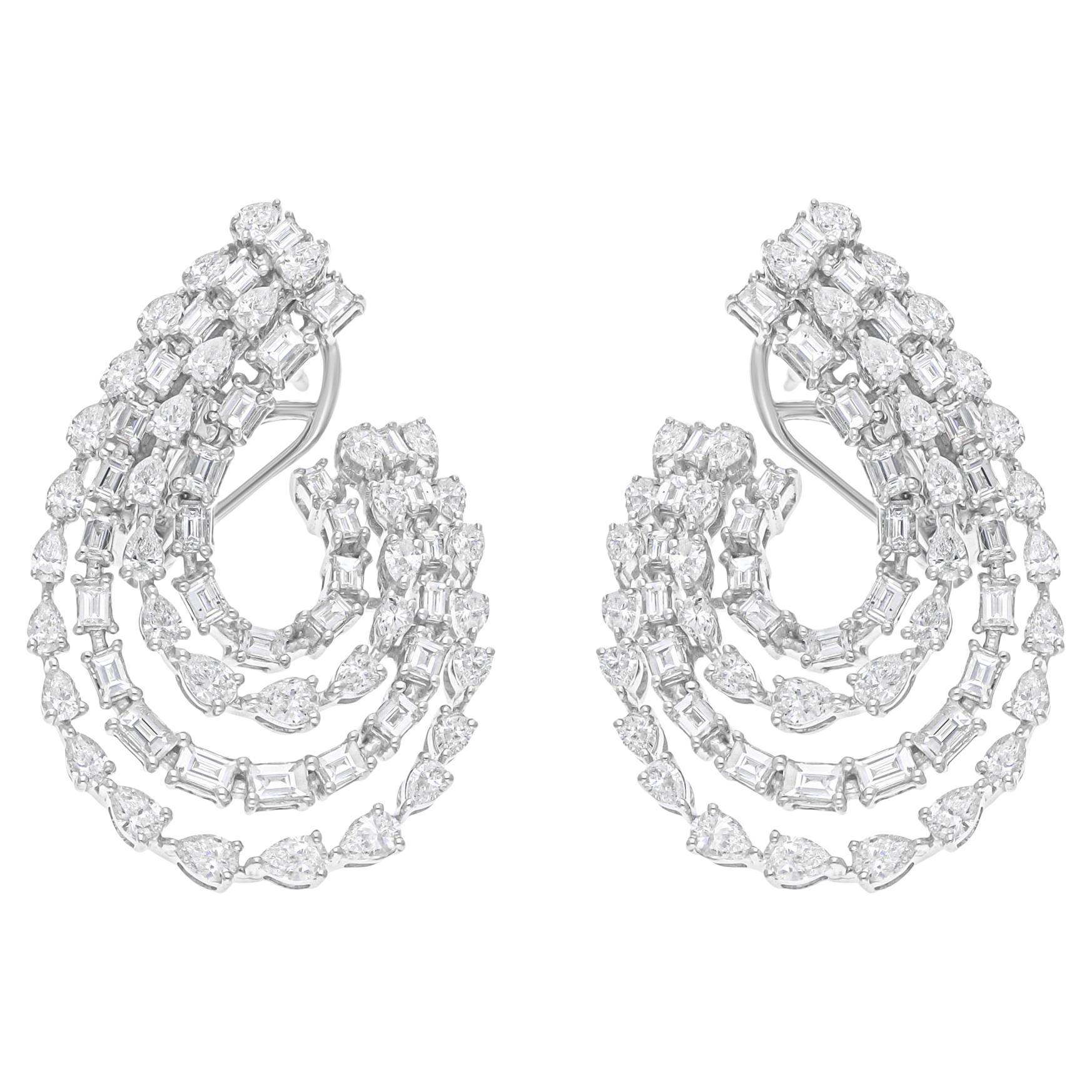 Pendientes de diamantes naturales multiforma SI/H de 3,35 quilates Joyas de oro blanco de 18 quilates