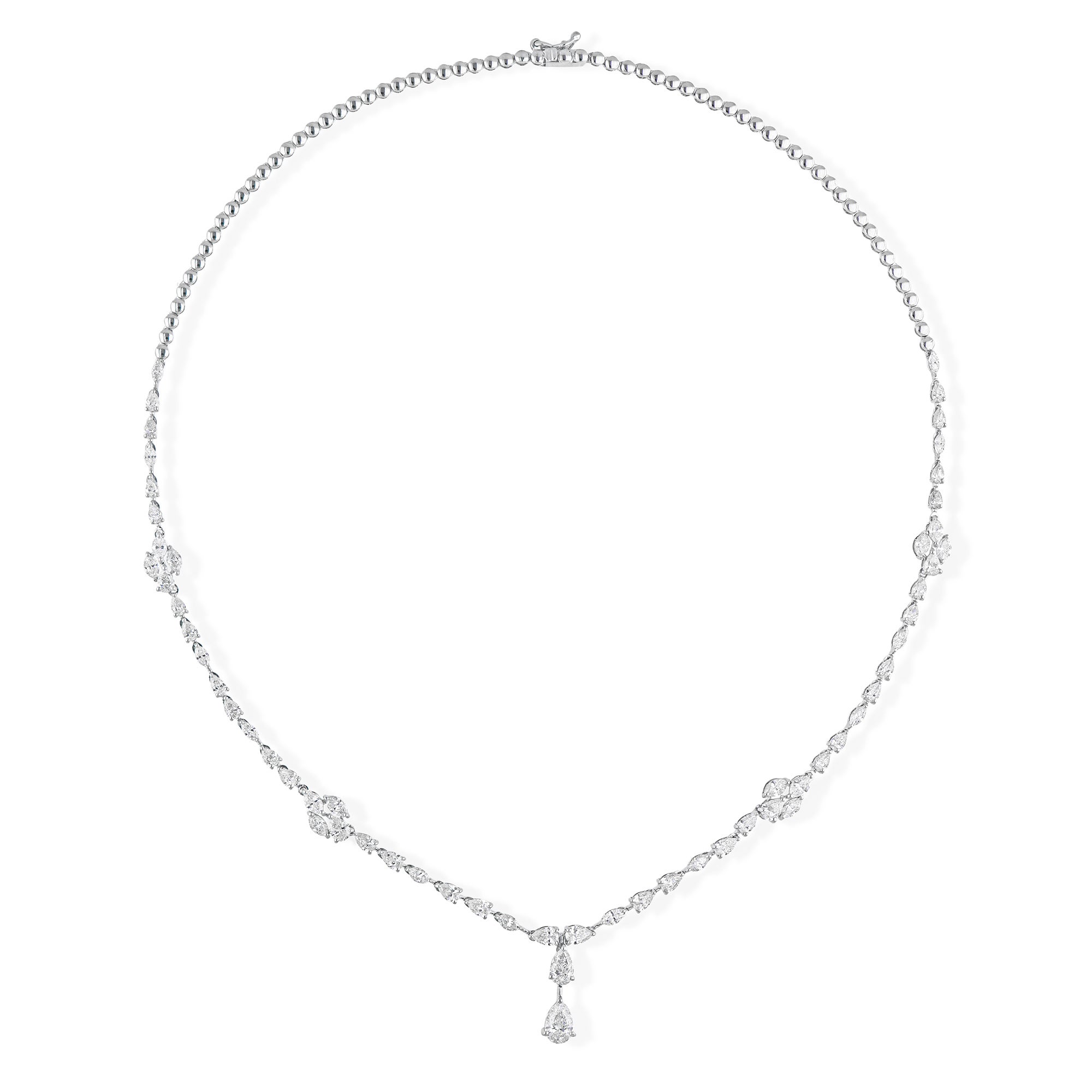 Real 5,58 Karat SI/H Marquise Birnen-Diamant-Halskette 14 Karat Weißgold Schmuck