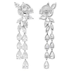 SGL Certified 5 Carat Marquise Pear Diamond 14 Karat White Gold Dangle Earrings