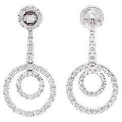 2 Karat SI Reinheit HI Farbe Diamant Kreis Ohrhänger 14 Karat Weißgold