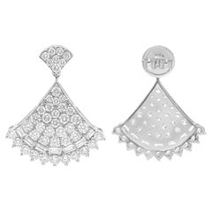 3,29 Carati SI Chiarezza HI Colore Diamante Dangle Orecchini fini in oro bianco 14 Karati