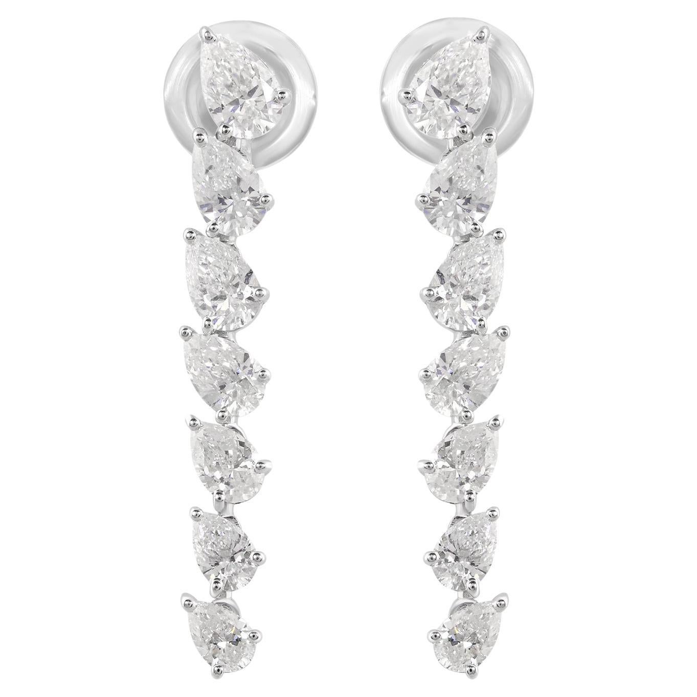 Boucles d
oreilles diamant poire taille brillant 1/4 carat SI Clarity H Color 14k White Gold
