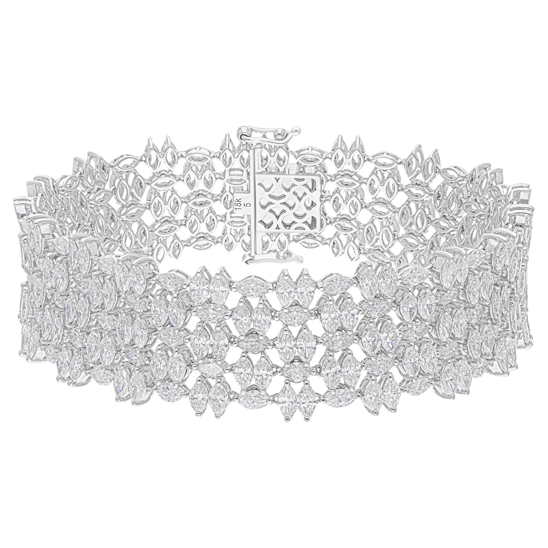 Orecchini di diamanti marquise naturali da 11,15 carati SI/H Gioielli in oro bianco 18 carati in vendita