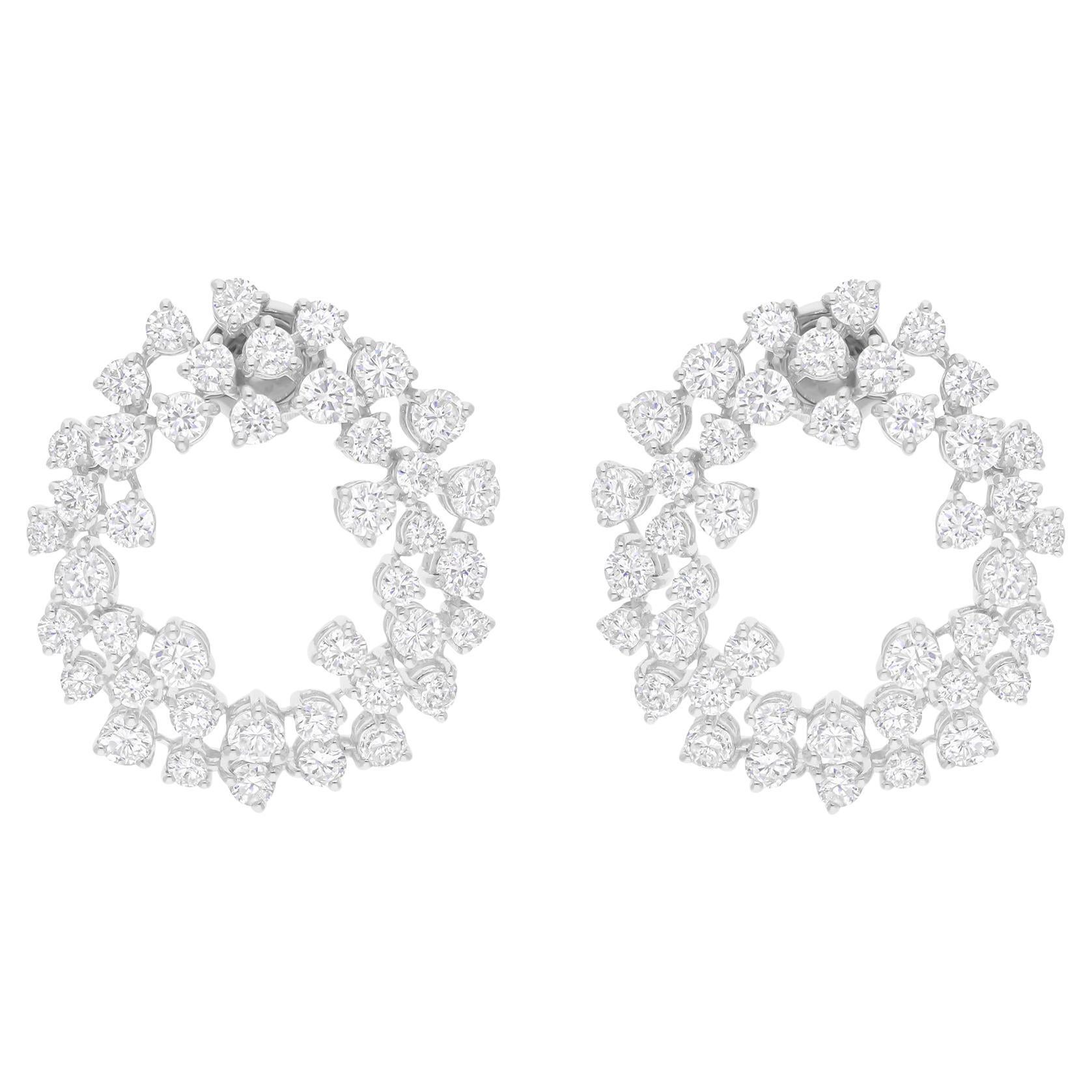 Natural 6.95 Carat SI/H Round Diamond Earrings 14 Karat White Gold Fine Jewelry