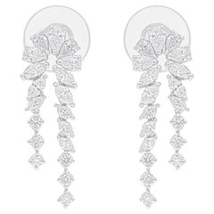 Real 1.46 Carat SI/H Pear Marquise Diamond Earrings 18 Karat White Gold Jewelry