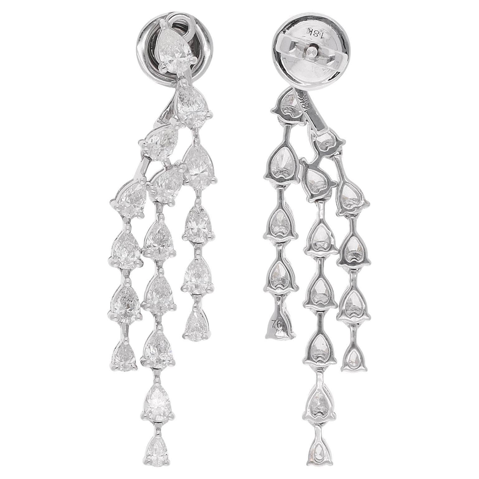 2.75 Carat SI Clarity HI Color Diamond Pear Jacket Earrings 14 Karat White Gold