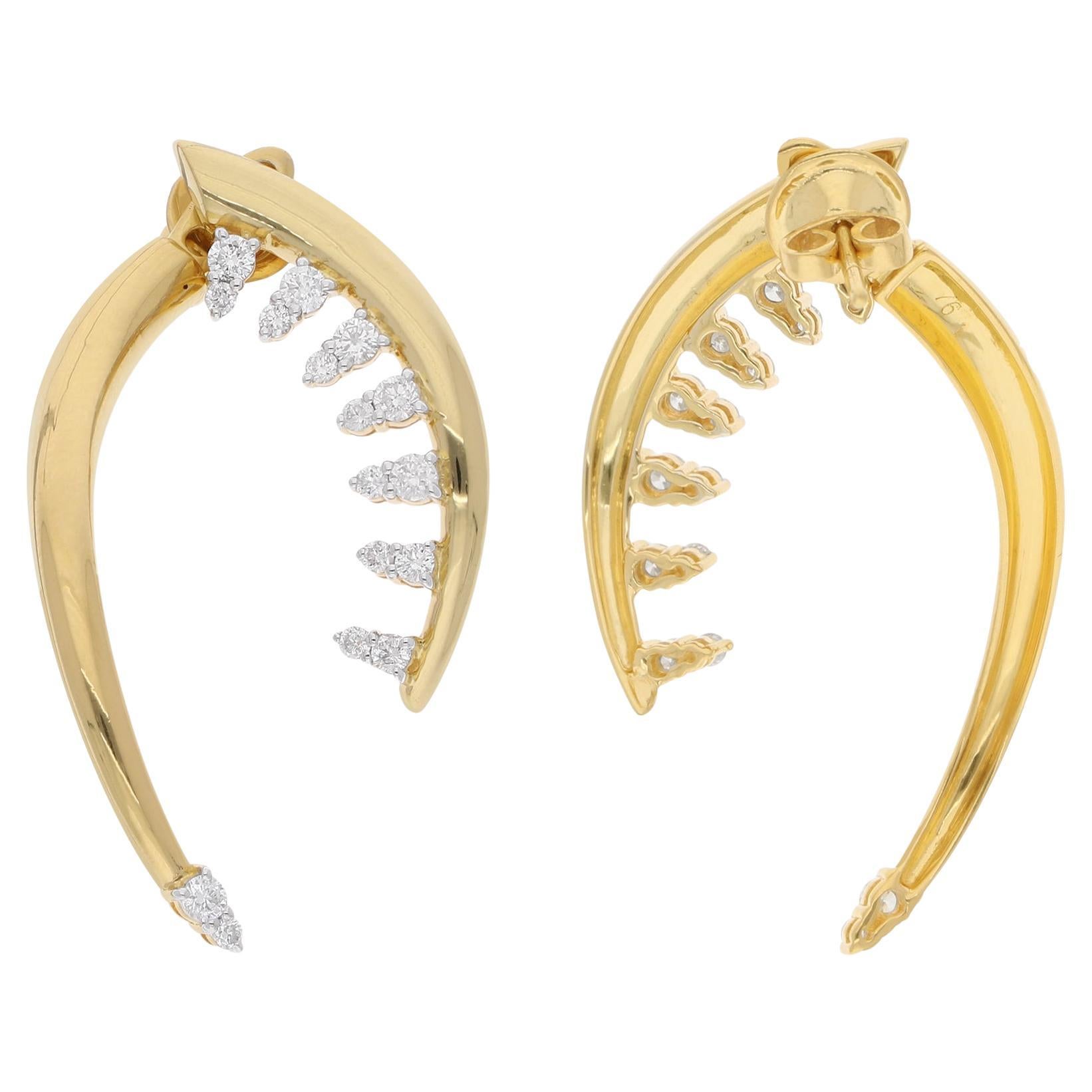 1 Carat SI/HI Diamante Design/One Orecchini a Giacca Oro Giallo 14 Karati Gioielli