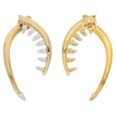1 Carat SI/HI Diamond Horn Design Boucles d
oreilles Jacket en or jaune 14 carats