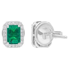 Orecchini con gemma di smeraldo dello Zambia SI/H Diamond Gioielli in oro bianco 18 carati