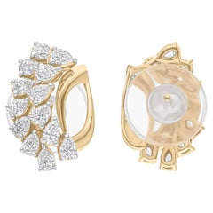 1.07 Carat SI/H Boucles d
oreilles diamant poire taille brillant or jaune blanc 18 carats