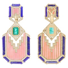 Boucles d
oreilles Lapis nacre rose Boucles d
oreilles Emeraude Diamant Or jaune 14k