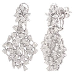 Real SI/HI Pear Marquise Diamond Cluster Earrings 14 Karat White Gold 4.60 Ct.