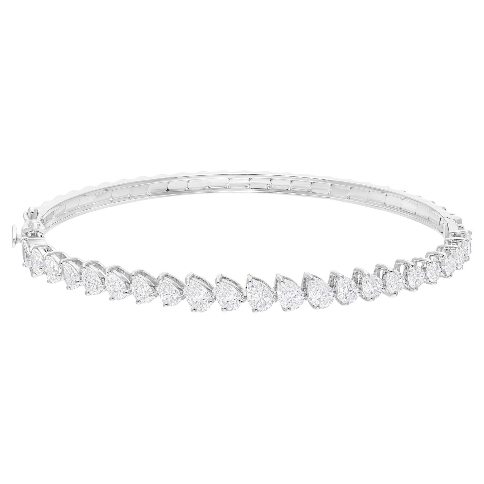 Pulsera de diamantes en forma de pera SI/H de 3,15 quilates Joyas de oro blanco macizo de 14 quilates