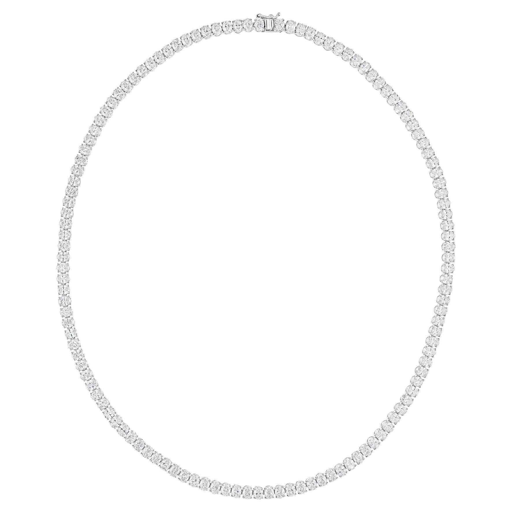 17,40 Karat SI/H Oval Brillantschliff Diamant-Halskette 14 Karat Weißgold Schmuck