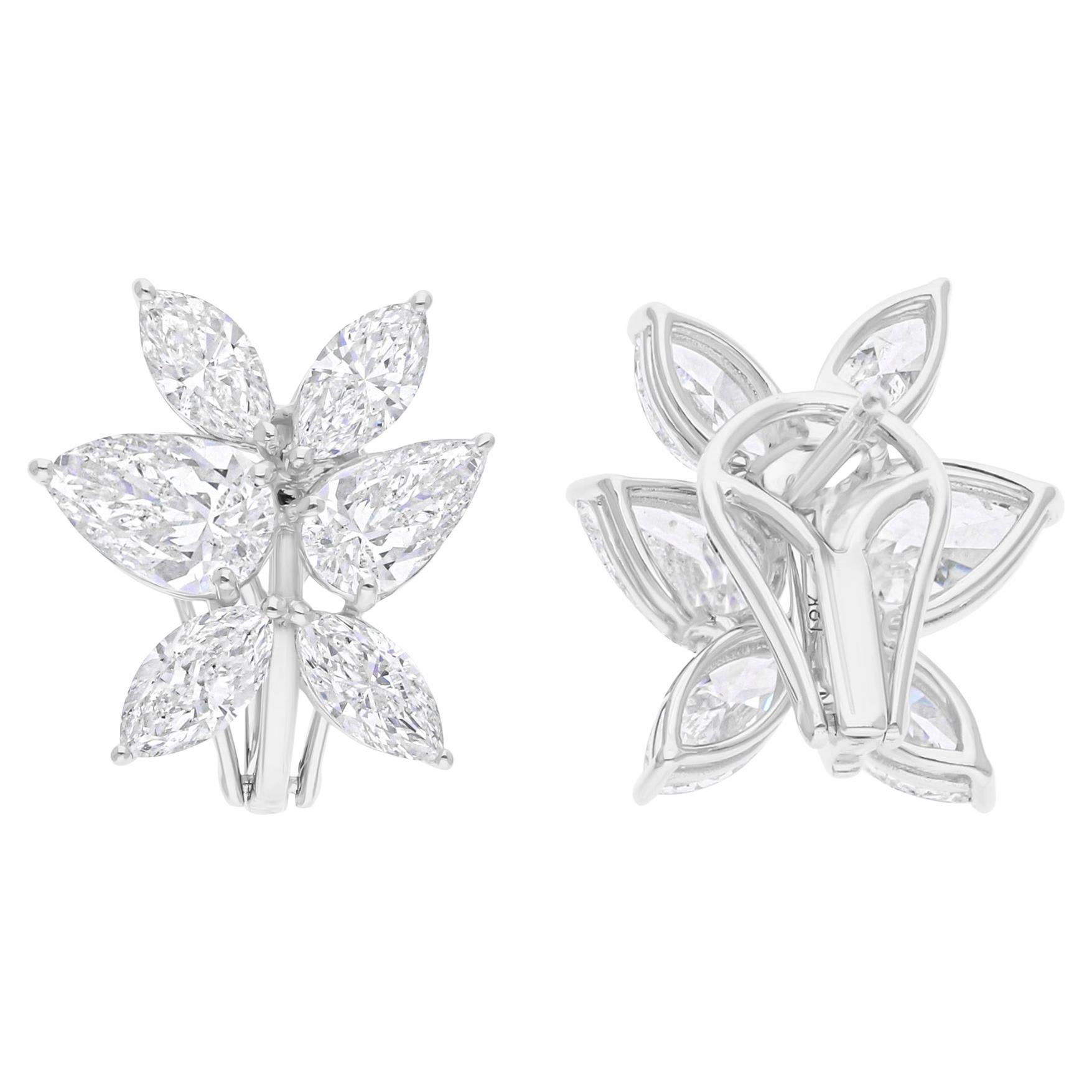 Real 5,63 Karat SI/H Birnen-Marquise-Diamant-Ohrringe 14 Karat Weißgold-Schmuck