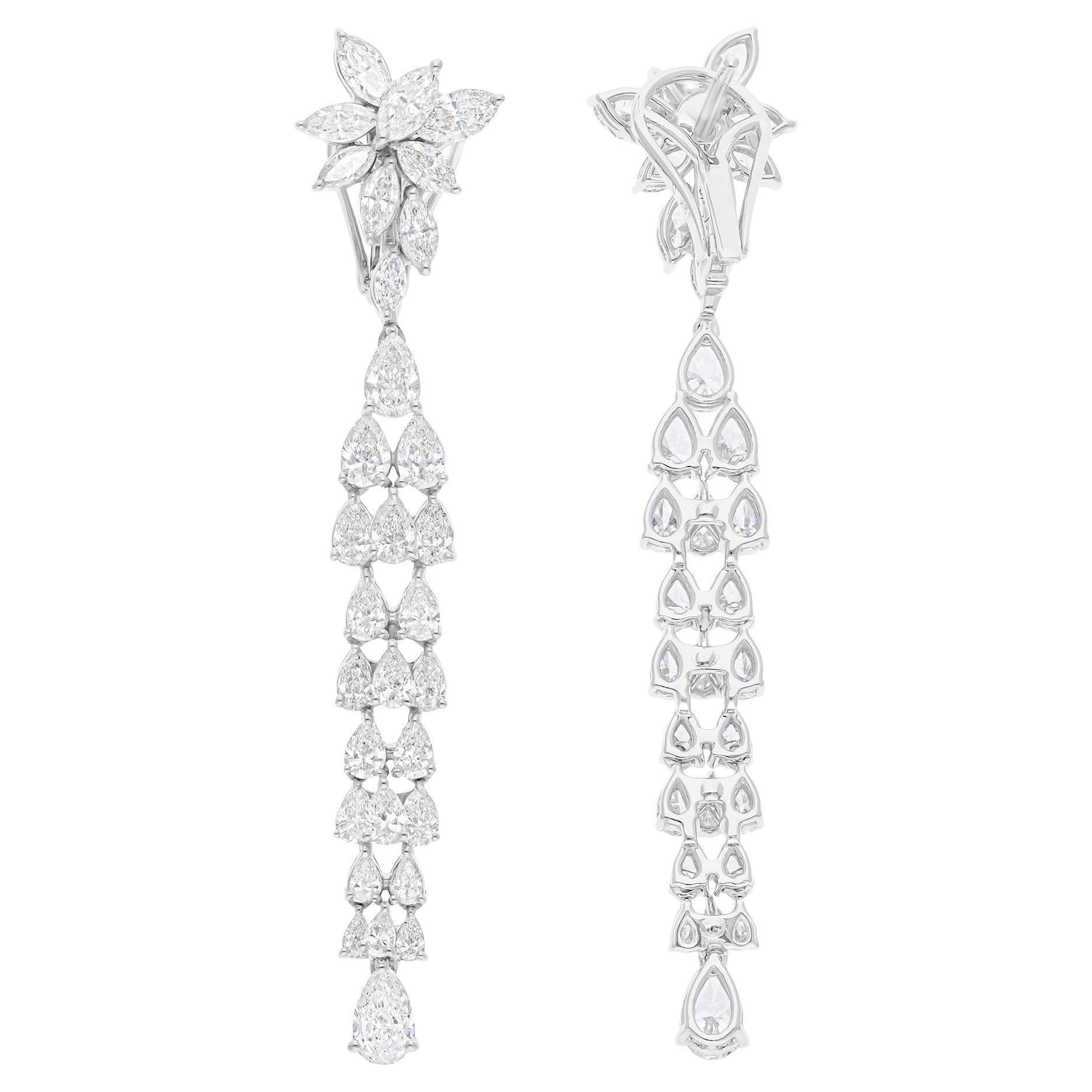 6,02 Carati SI/H Orecchini di diamanti a forma di pera e marquise Gioielli in oro bianco 14 carati