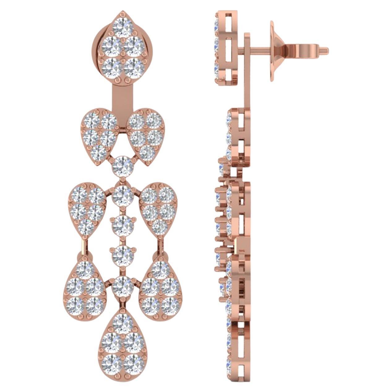 4.1 Carat SI/H Round Brilliant Cut Diamond Earrings 14 Karat Rose Gold Jewelry