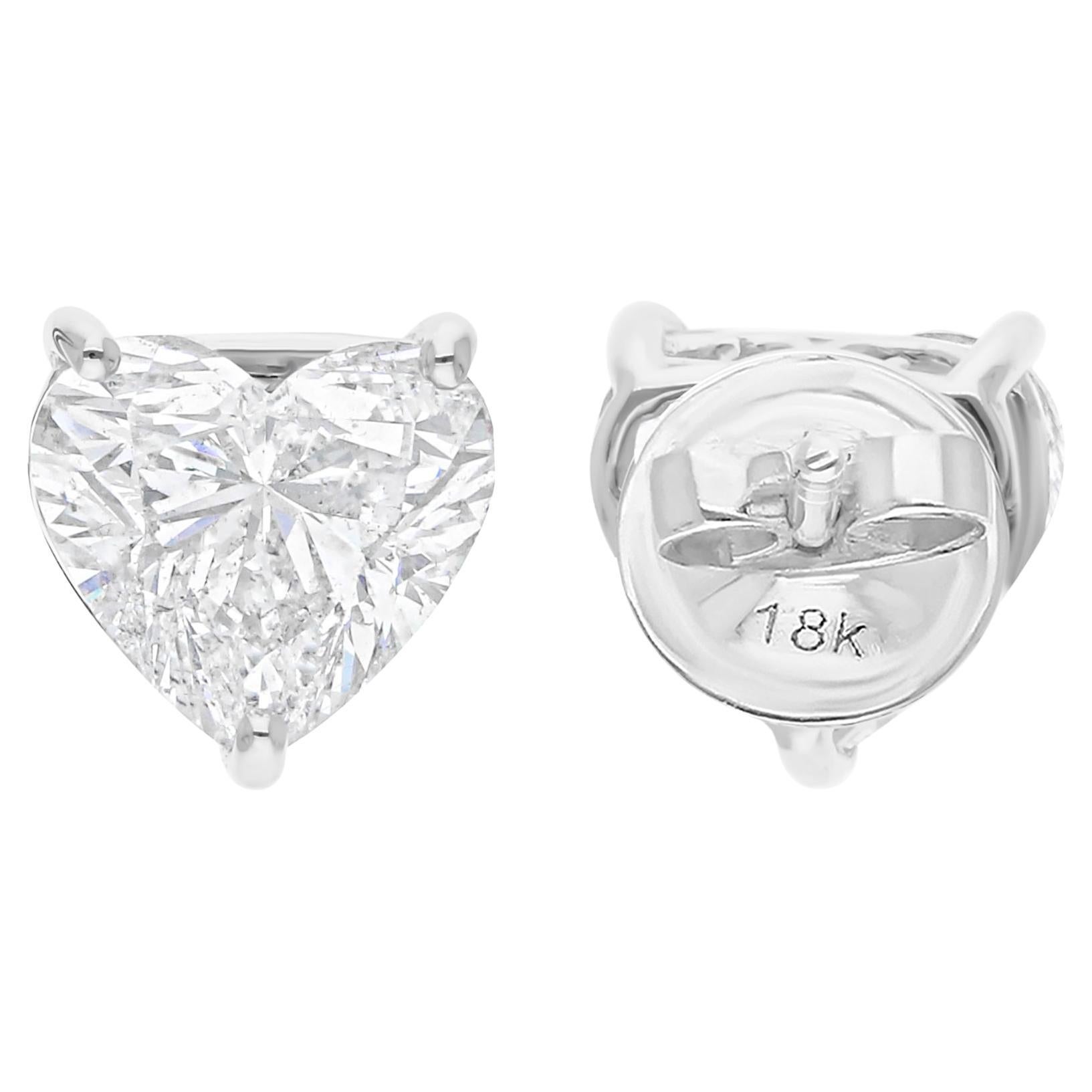 4,18 Karat SI Reinheit HI Farbe Herz Diamant-Ohrstecker 14 Karat Weißgold