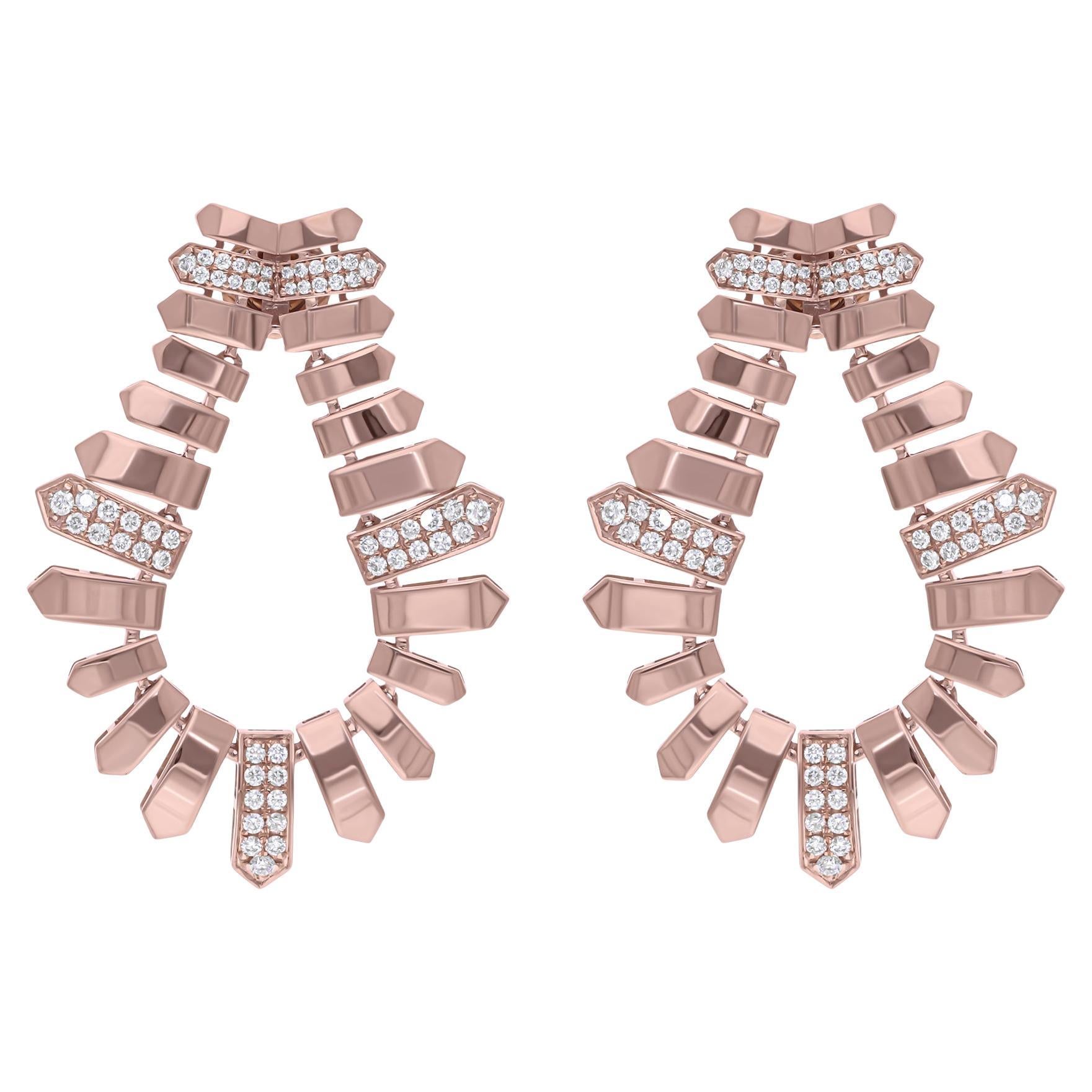 Pendientes de diamantes naturales talla brillante redonda SI/H de 0,95 quilates y oro rosa de 18 quilates