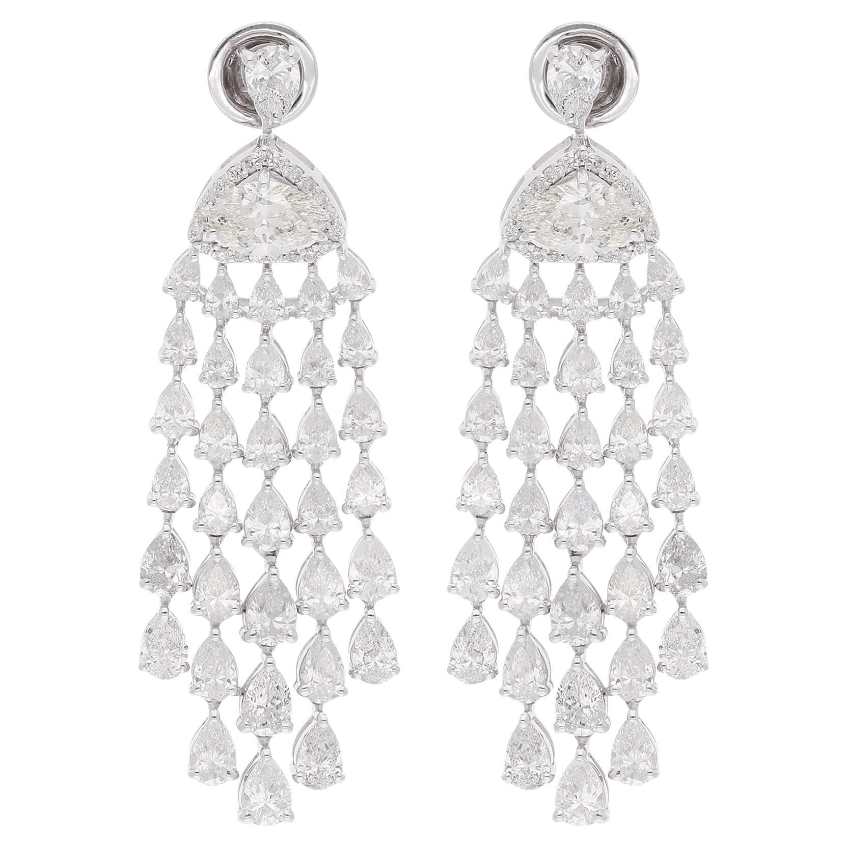 8,62 Karat SI/H Birnen-Marquise-Diamant-Kronleuchter-Ohrringe aus 18 Karat Weißgold
