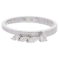 0.24 Carat Pear Marquise Diamond Band Ring 18 Karat White Gold Handmade Jewelry