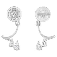 Orecchini di diamanti da 0,24 carati SI/H Pear Round Brilliante Cut Oro bianco 18 carati