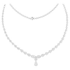 Collana di diamanti taglio pera Brilliante da 13,49 carati reali, gioielli in oro bianco 18 carati