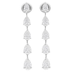 Orecchini pendenti con diamanti taglio pera Brilliante da 5,40 carati SI/H Oro bianco 18 carati