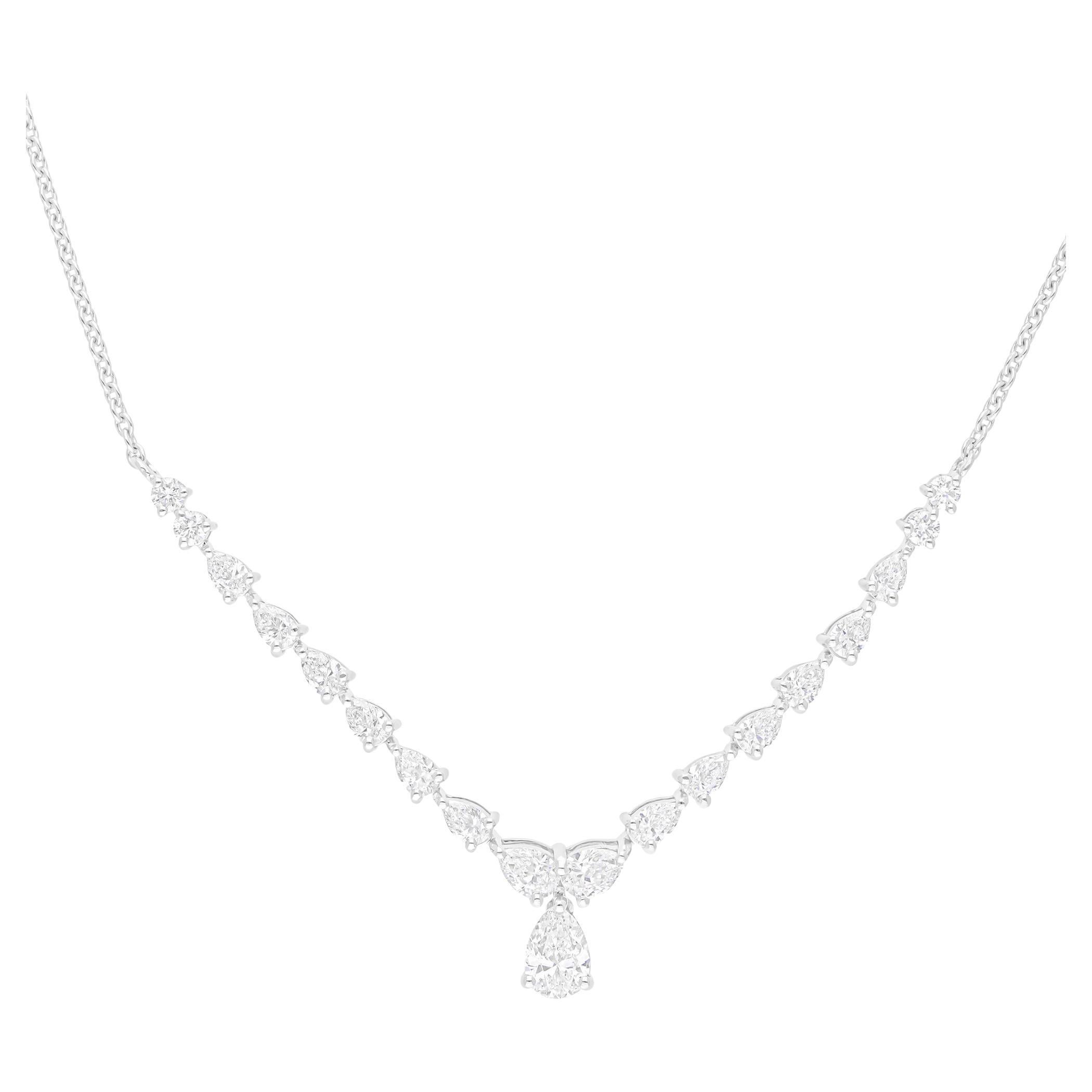 Collier en or blanc 14 carats avec diamants naturels en forme de poire de 2,04 carats SI/H