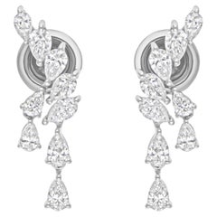 Natürlicher 1,35 Karat SI/H Birnenschliff Diamant-Ohrringe aus 18 Karat Weißgold mit Brillantschliff