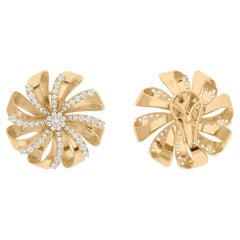 Orecchini a fiore con diamanti tondi naturali da 1,75 carati SI/H Gioielli in oro giallo 14k