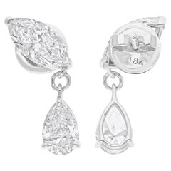 Orecchini di diamanti a forma di pera e marquise da 3,44 carati SI/H, gioielli in oro bianco 18 carati