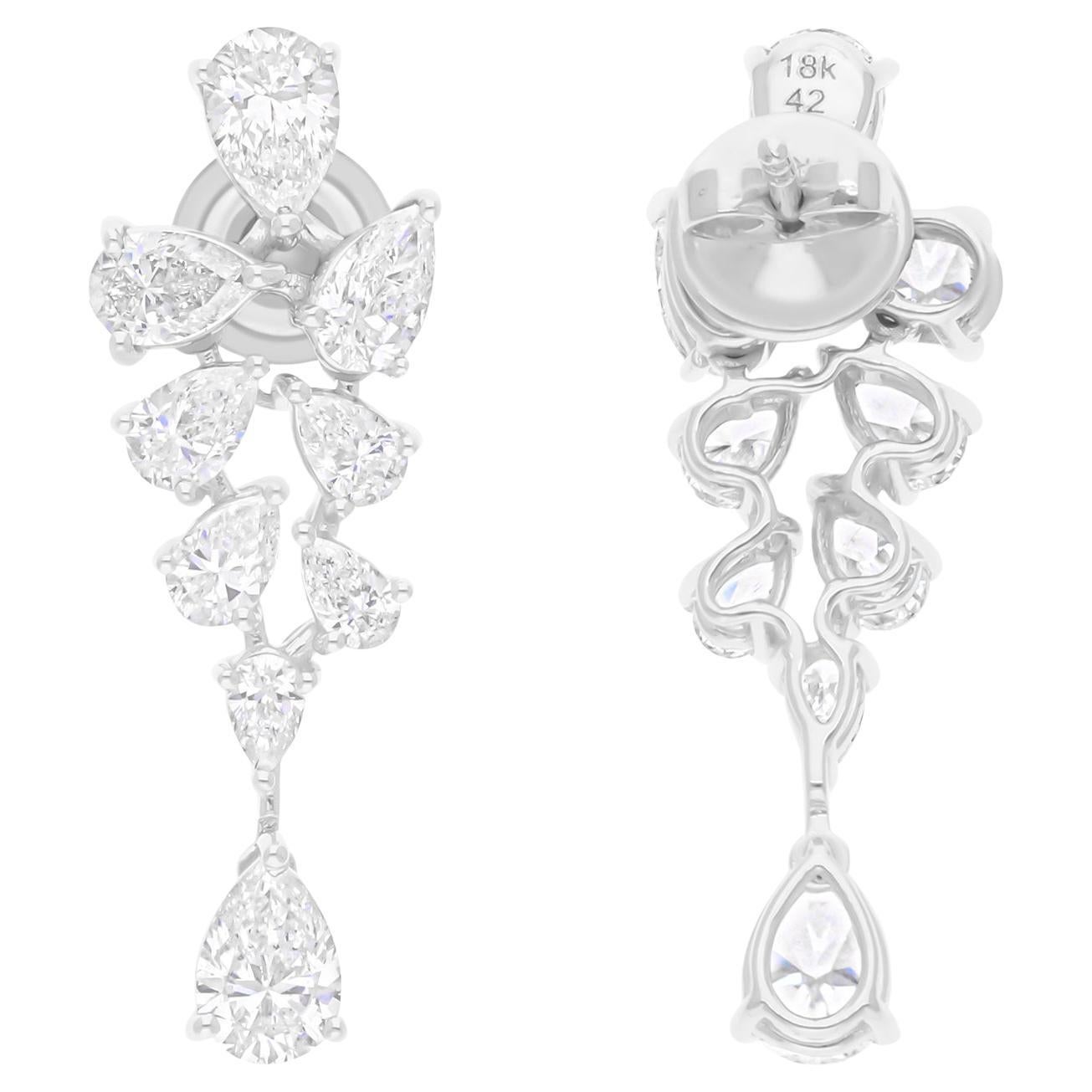 4.14 Carat SI/H Boucles d
oreilles diamant poire taille brillant 14 Karat White Gold Jewelry