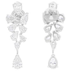 4.14 Carat SI/H Boucles d
oreilles diamant poire taille brillant 14 Karat White Gold Jewelry