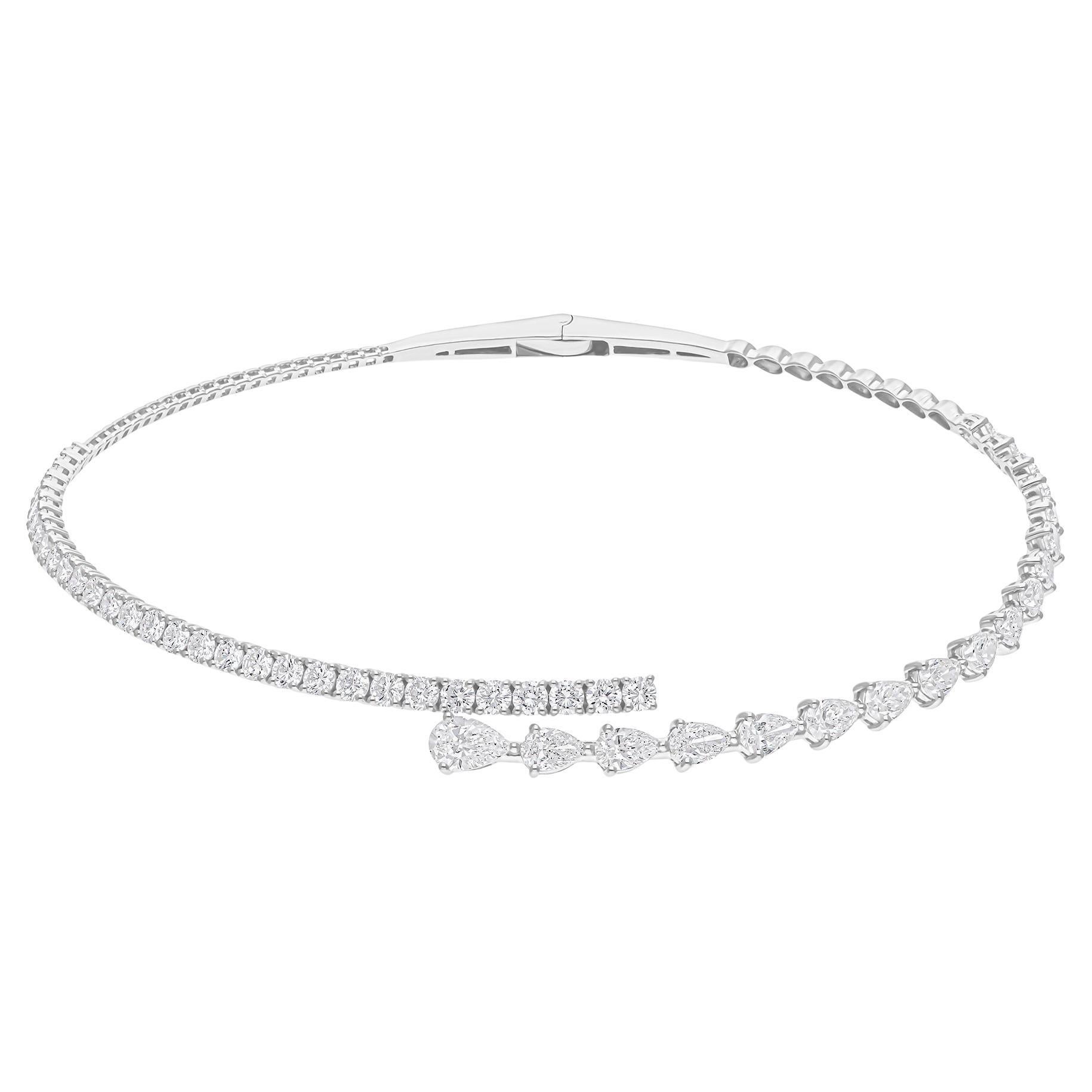 12,47 Carati SI/H Pear Round Diamond Wrap Necklace (collana a girocollo) Oro bianco 18 carati