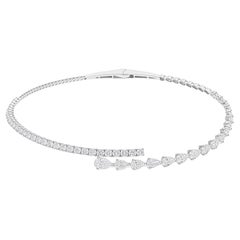 Collar gargantilla con diamantes redondos SI/H pera de 12,47 quilates y 18 quilates de oro blanco