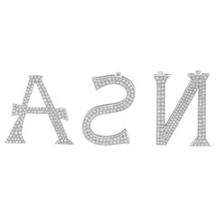 Colgante de tres alfabetos con pavé de diamantes SI/H de 3,21 quilates Joyas de oro blanco de 18 quilates