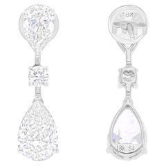 Orecchini pendenti con diamanti reali da 6,17 carati SI Clarity HI Color Oro bianco 18 carati