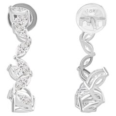 Orecchini a cerchio di diamanti marquise da 2,7 carati SI Clarity HI Color Oro bianco 18 carati