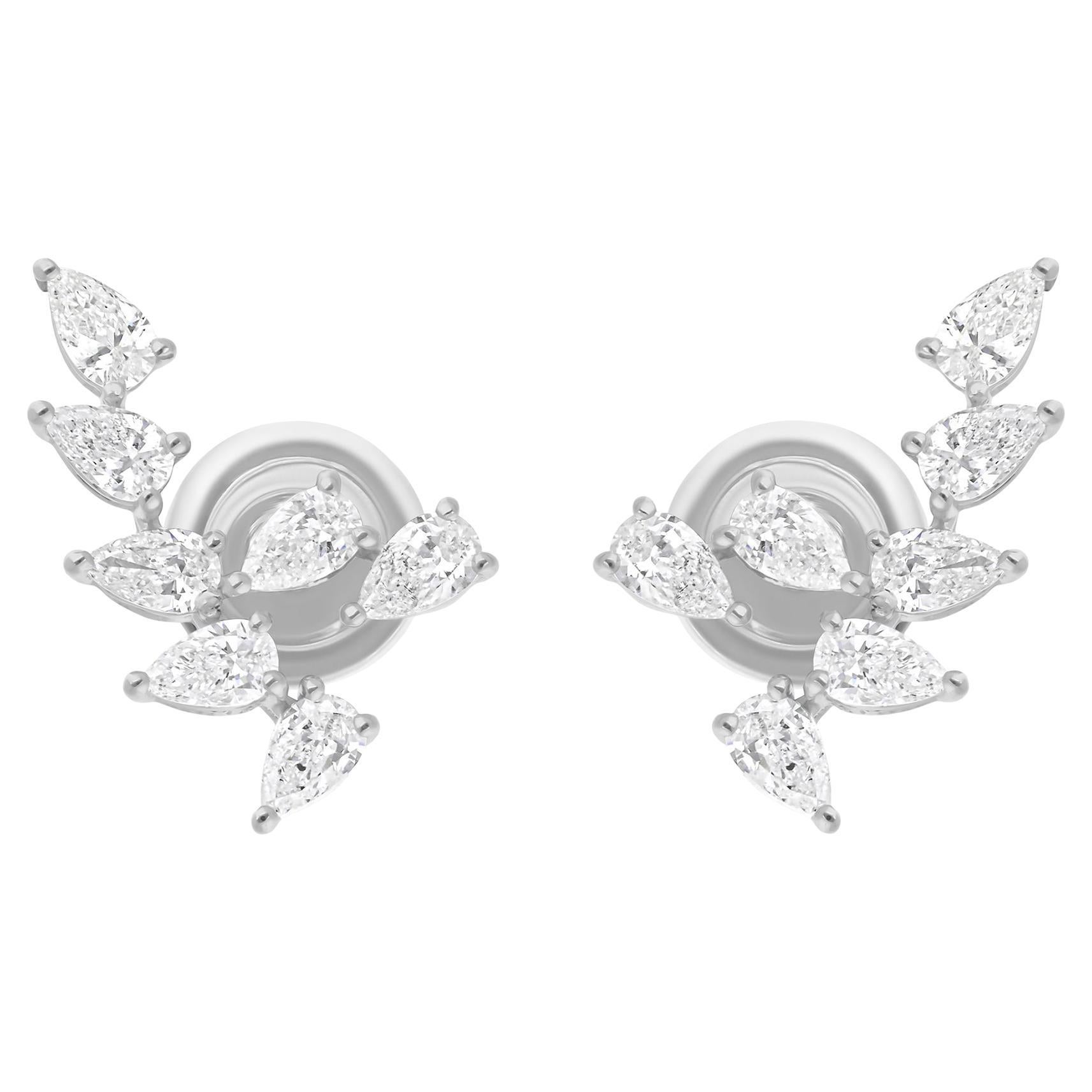 1,10 Karat SI Reinheit HI Farbe Birnendiamant-Ohrringe 14 Karat Weißgold Schmuckschmuck