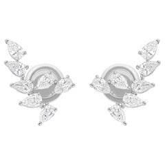 1.10 Carat SI Clarity HI Color Pear Diamond Earrings 14 Karat White Gold Jewelry