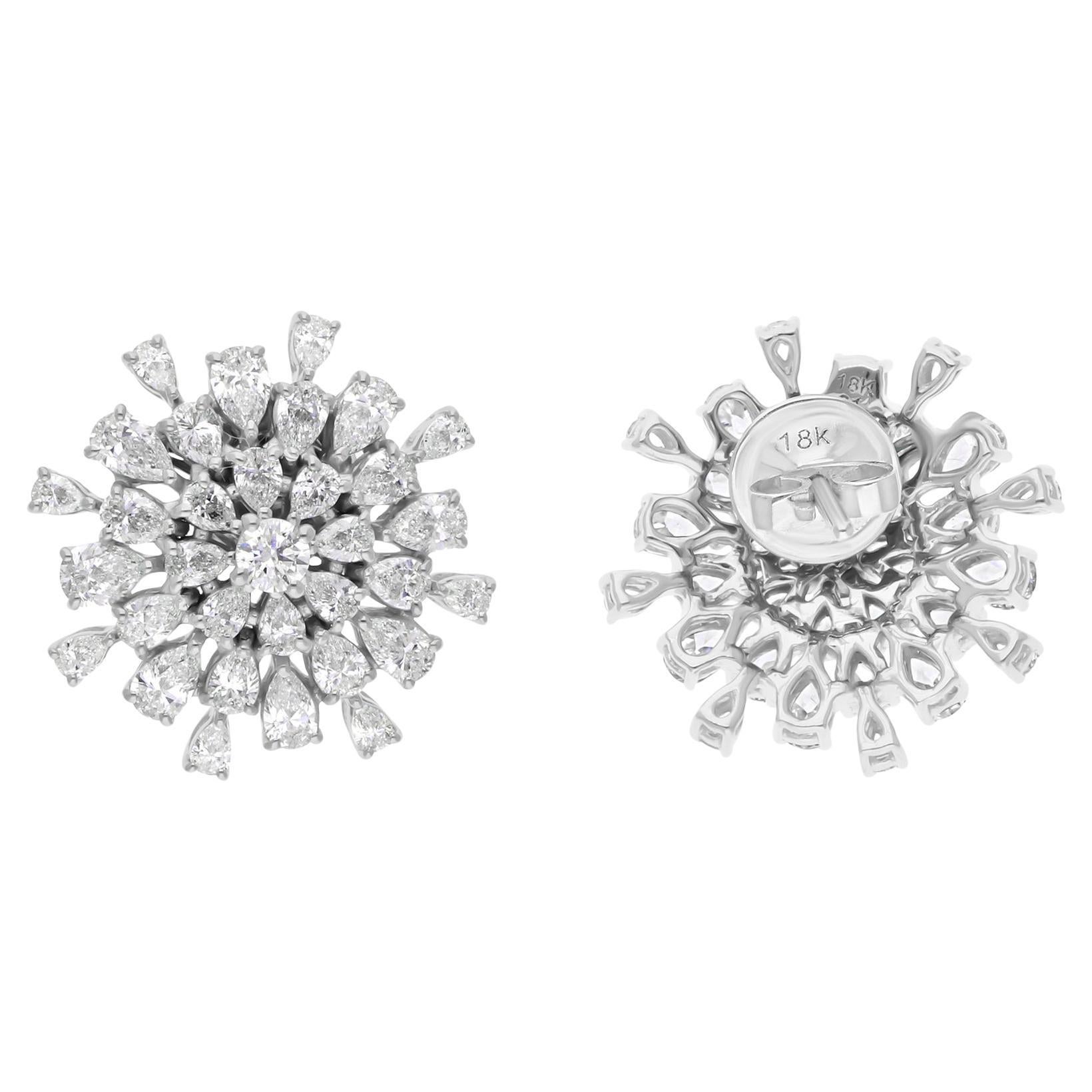 Pendientes de diamantes talla pera brillante SI/H de 3,59 quilates Joyas de oro blanco de 18 quilates