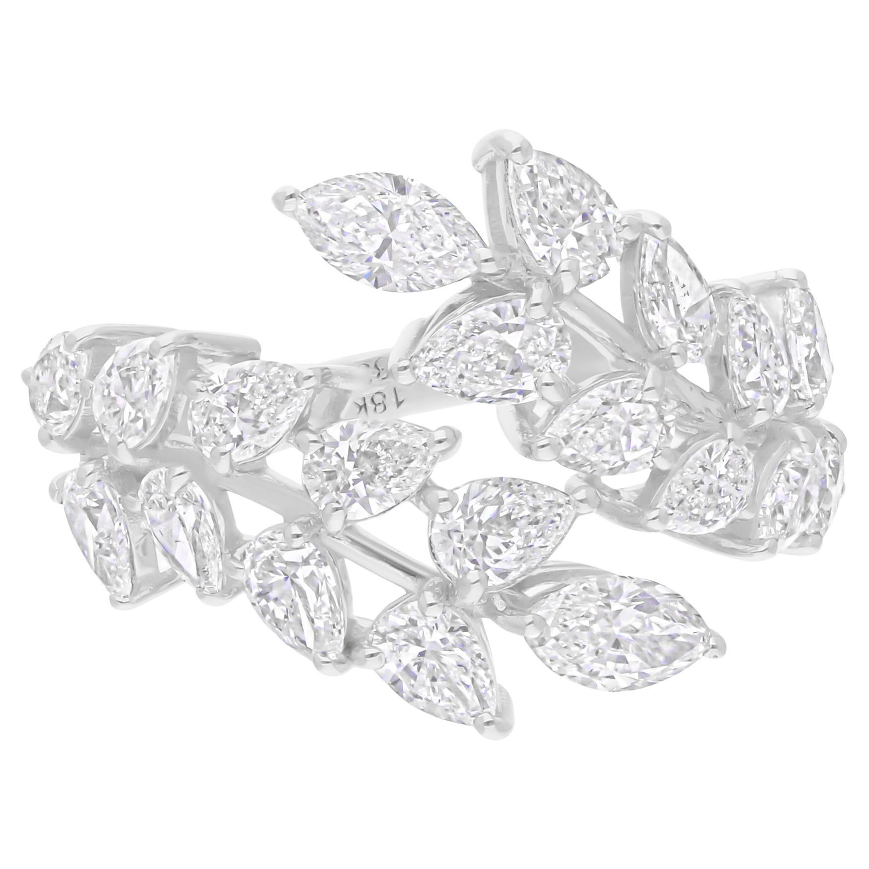 2,70 carati SI Clarity HI Color Pear Marquise Diamond Ring Oro bianco 18 carati