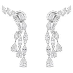 3.48ct SI Clarity HI Color Multi Shape Diamond Drop Earrings 14 Karat White Gold