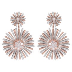 Orecchini pendenti celesti con diamante naturale da 2,85 carati in oro rosa 18 carati