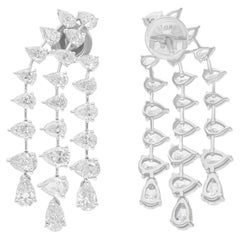 6.17 Carat SI/H Pear Diamond Chandelier Earrings 18 Karat White Gold Jewelry